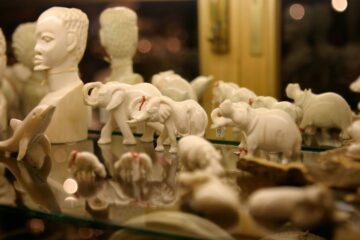 Carved ivory in a shop. Windhoek, Namibia.