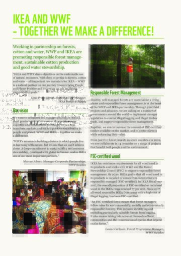 partnership factsheet: IKEA and WWF - Together we make a difference