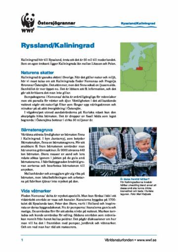 Östersjögrannar – Faktablad Kaliningrad Östersjögrannar - Faktablad Kaliningrad