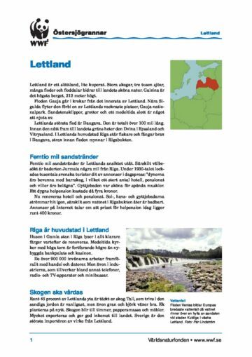 Östersjögrannar – Faktablad Lettland Östersjögrannar - Faktablad Lettland