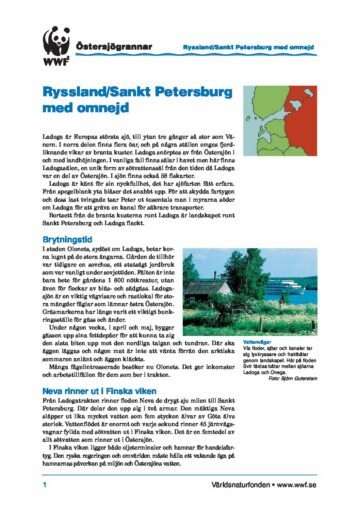 Östersjögrannar – Faktablad St Petersburg Östersjögrannar - Faktablad St Petersburg