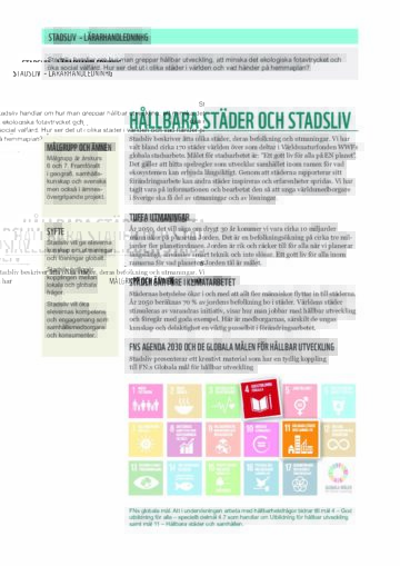 Stadsliv – Lärarhandledning Stadsliv - Lärarhandledning
