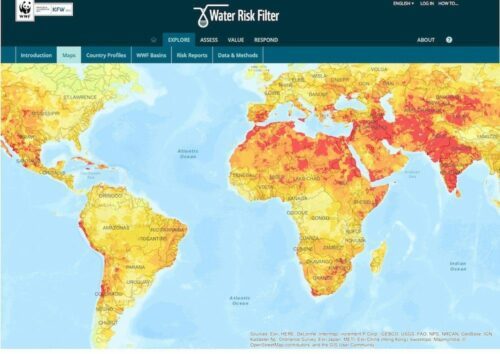 A graph of risk areas identified in the water risk filter