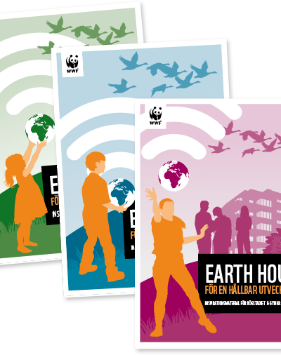 Grafiska omslag för WWFs skolmaterial inför Earth Hour.
