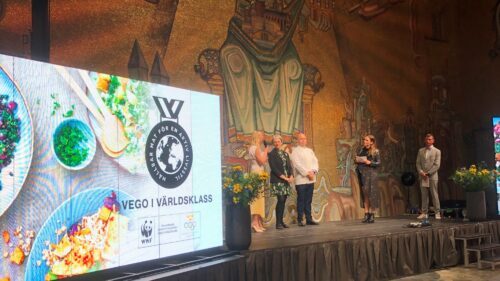 OS-truppen på fest på Stadshuset i Stockholm Olympier firade med vegomat