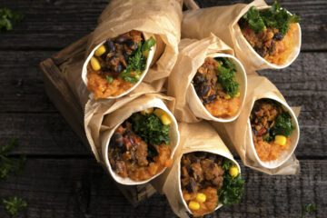 Sötpotatisburrito med svarta bönor från Vego i världsklass