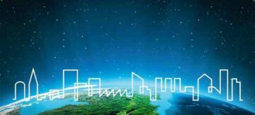Illustrerad statdssiluett mot jorden