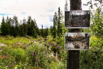 Skyltar med bilder före- och efter åtgärd